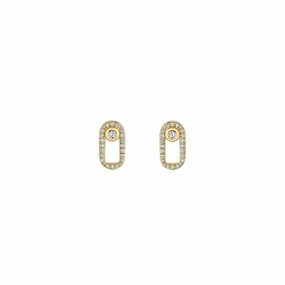 14 Karat Yellow Gold Oval Diamond Stud Earrings