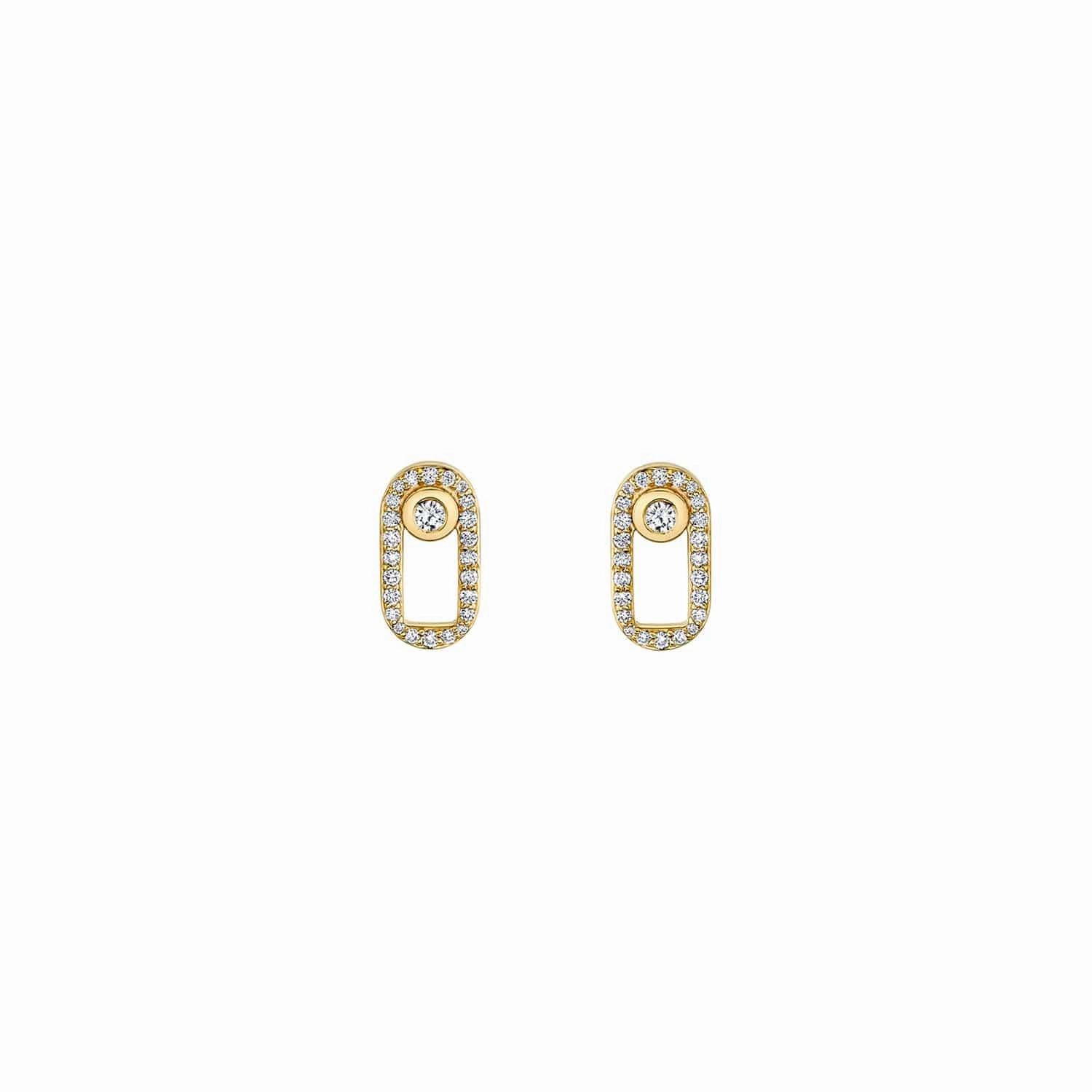 14 Karat Yellow Gold Oval Diamond Stud Earrings