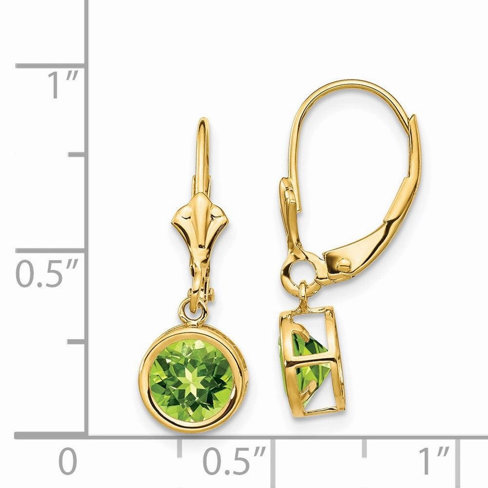 14k 6mm Peridot Leverback Earrings