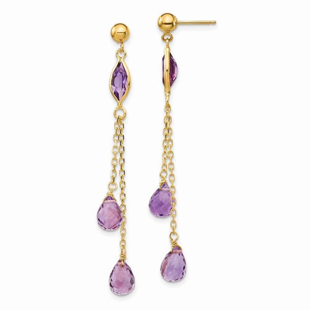 14k Amethyst Post Dangle Earrings