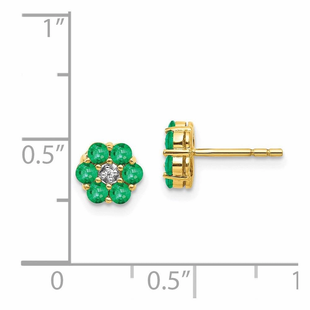 14k & Rhodium Emerald & Diamond Post Earrings