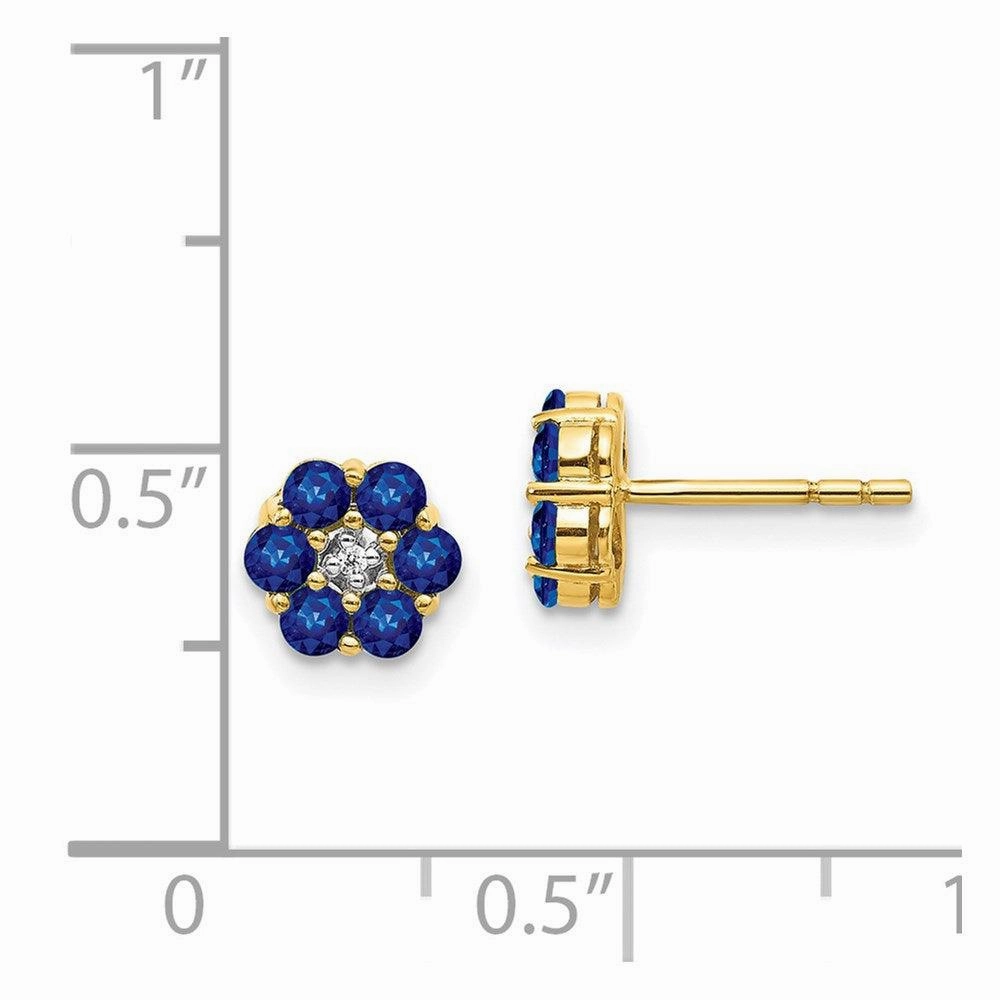 14k & Rhodium Sapphire & Diamond Post Earrings