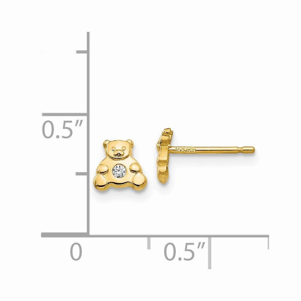 14k Bear with CZ Earrings