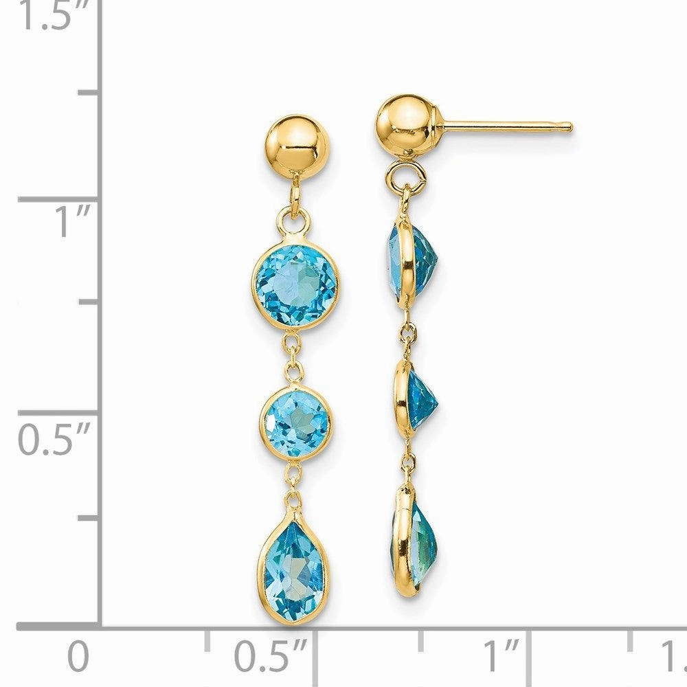 14k Blue Topaz Gemstone Dangle Earrings