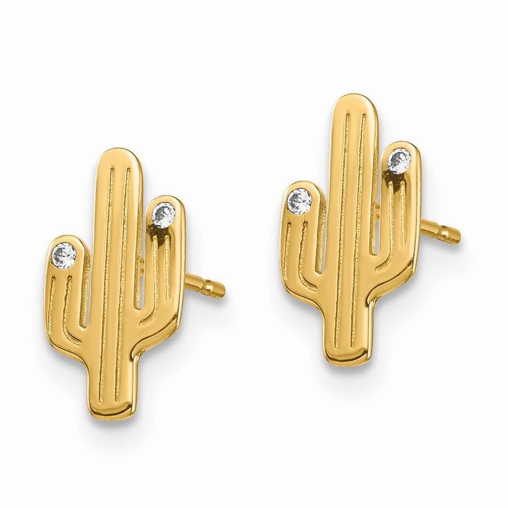 14K Cactus CZ Stud Earrings