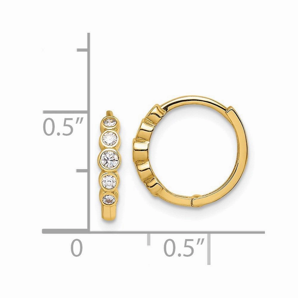 14K CZ Hinged Hoop Earrings