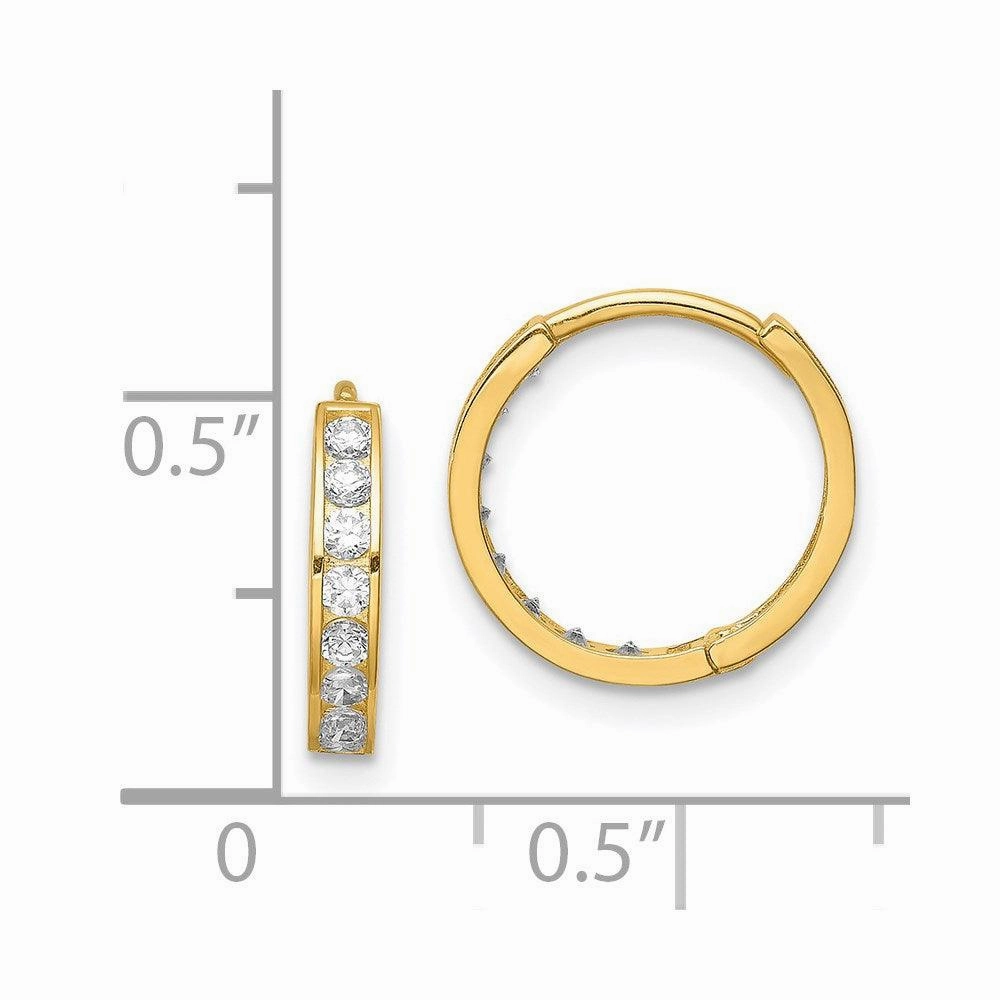 14K CZ Hinged Hoop Earrings