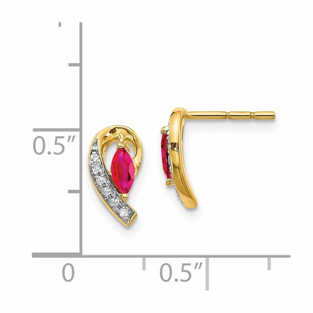14k Diamond & Ruby Earrings