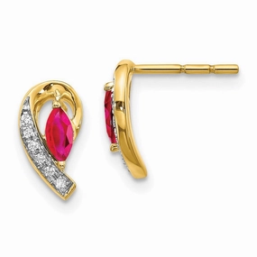 14k Diamond & Ruby Earrings