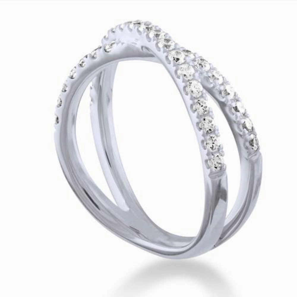 14k Diamond Criss Cross Band
