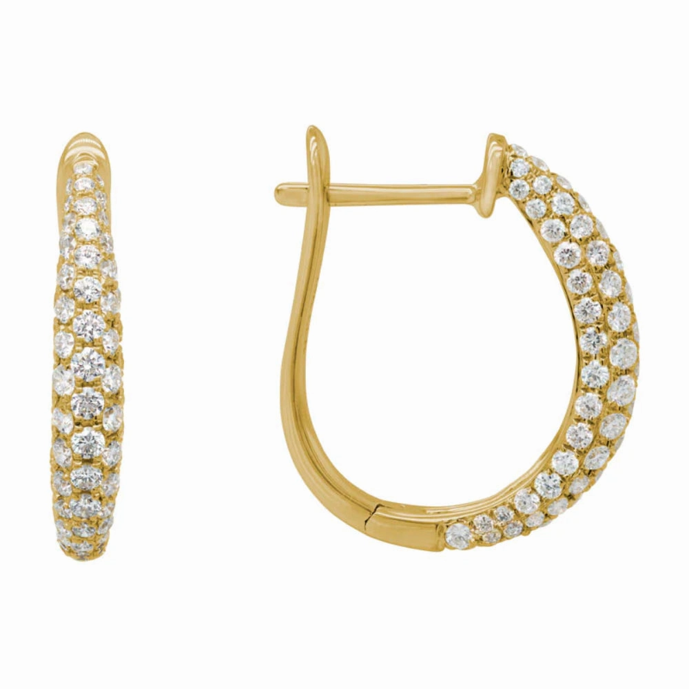 14k Diamond Tapered Hoop Earrings
