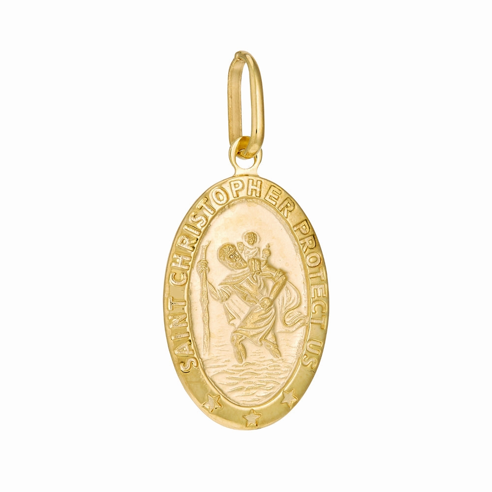 14k Gold 22mm Oval St. Christopher Medal