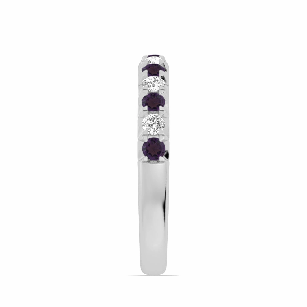 14k Gold Amethyst and Diamond Band
