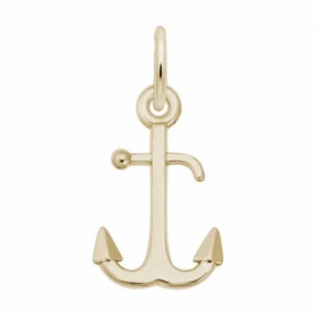 14k Gold Anchor Accent Charm