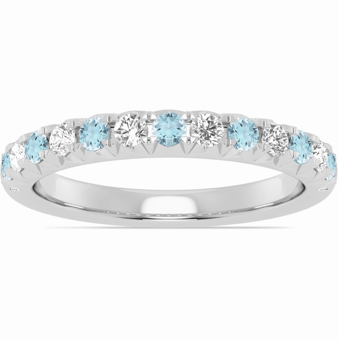 14k Gold Aquamarine and Diamond Band