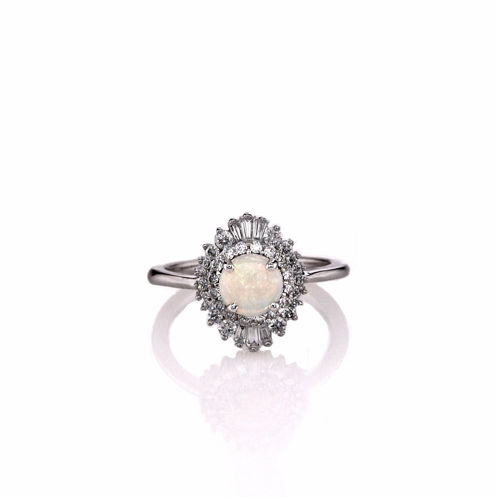 14k Gold Australian Opal and Diamond Ring