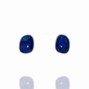 14k Gold Australian Opal Doublet Stud Earrings