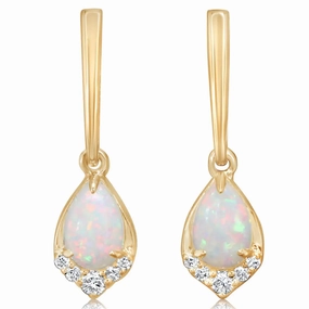14k Gold Australian Opal Drop Earrings