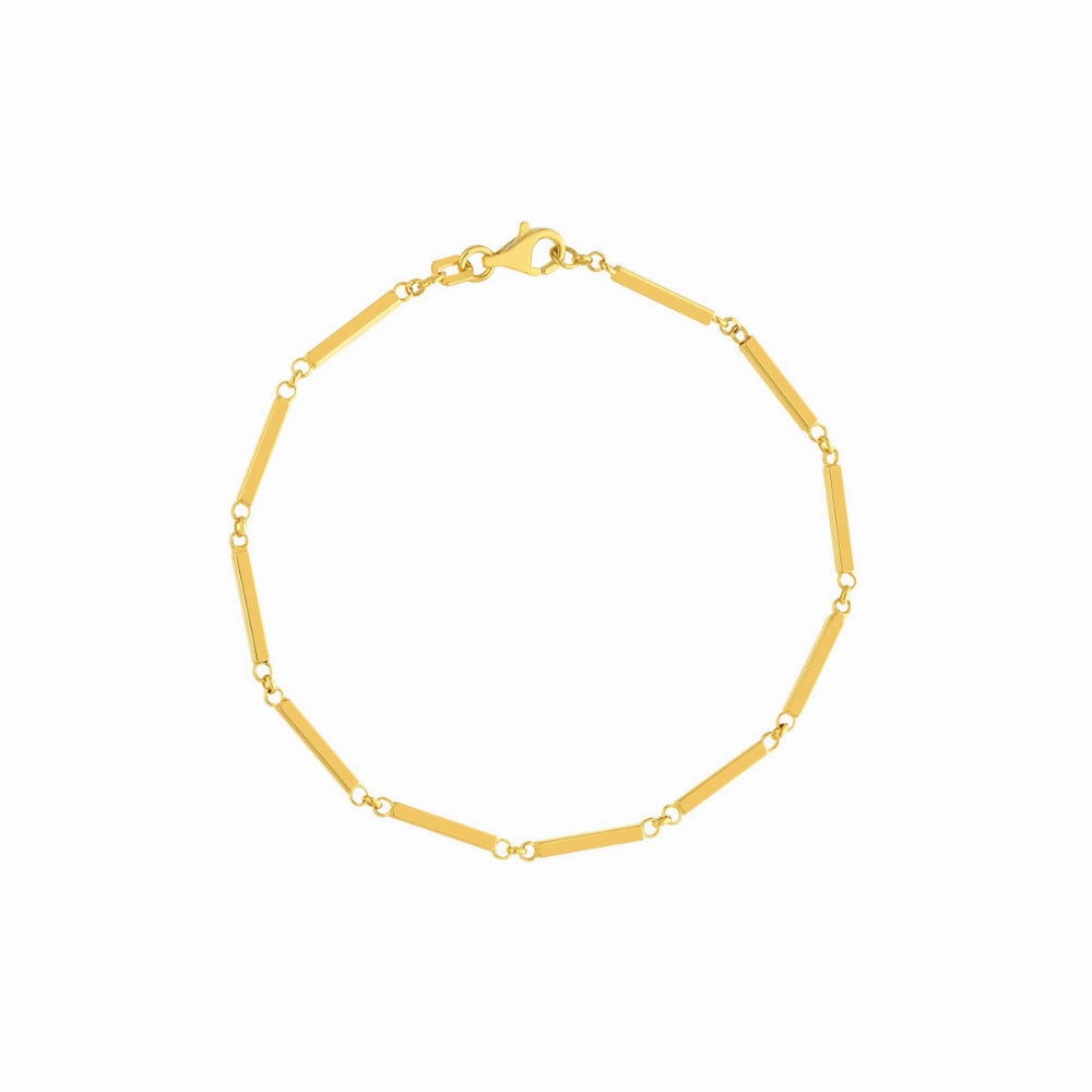 14k Gold Bar Station Chain Bracelet
