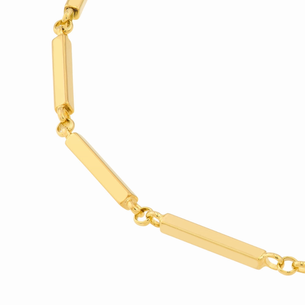 14k Gold Bar Station Chain Bracelet