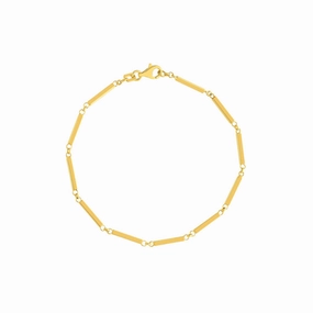 14k Gold Bar Station Chain Bracelet