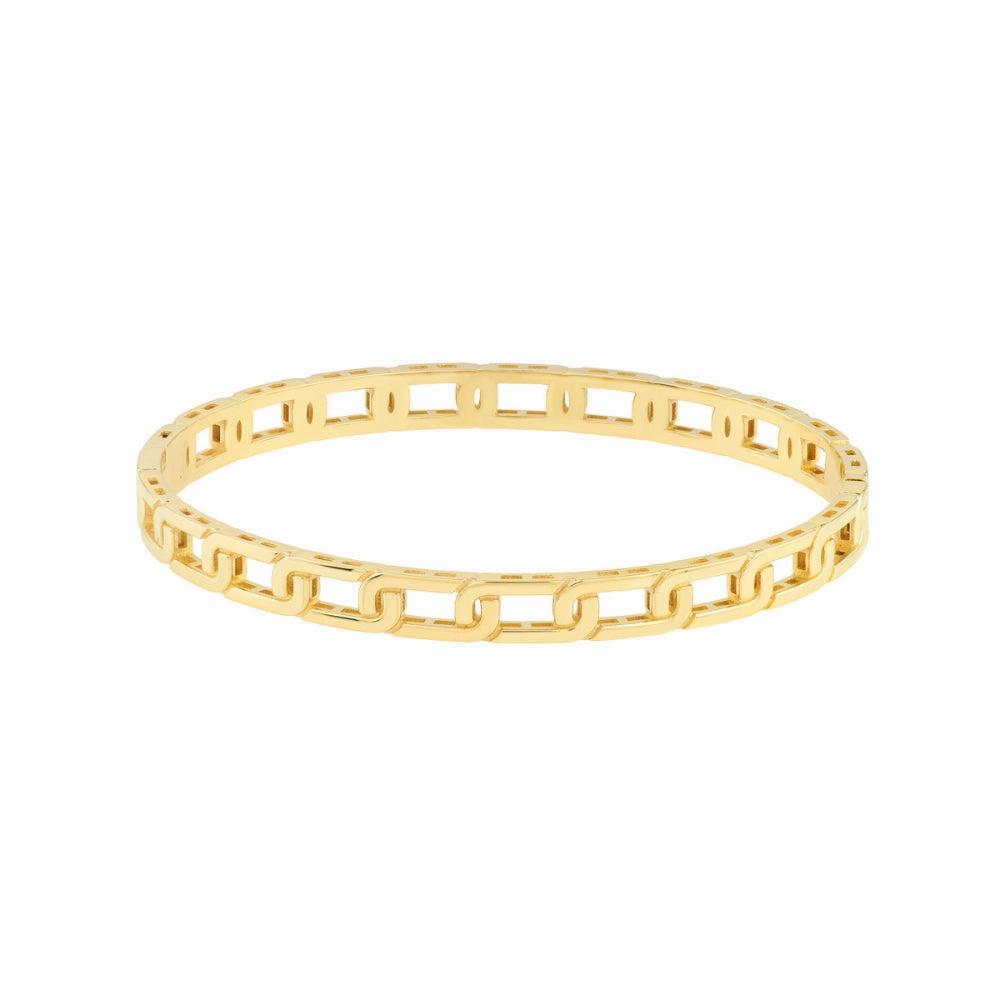 14k Gold Bold Link Bangle Bracelet