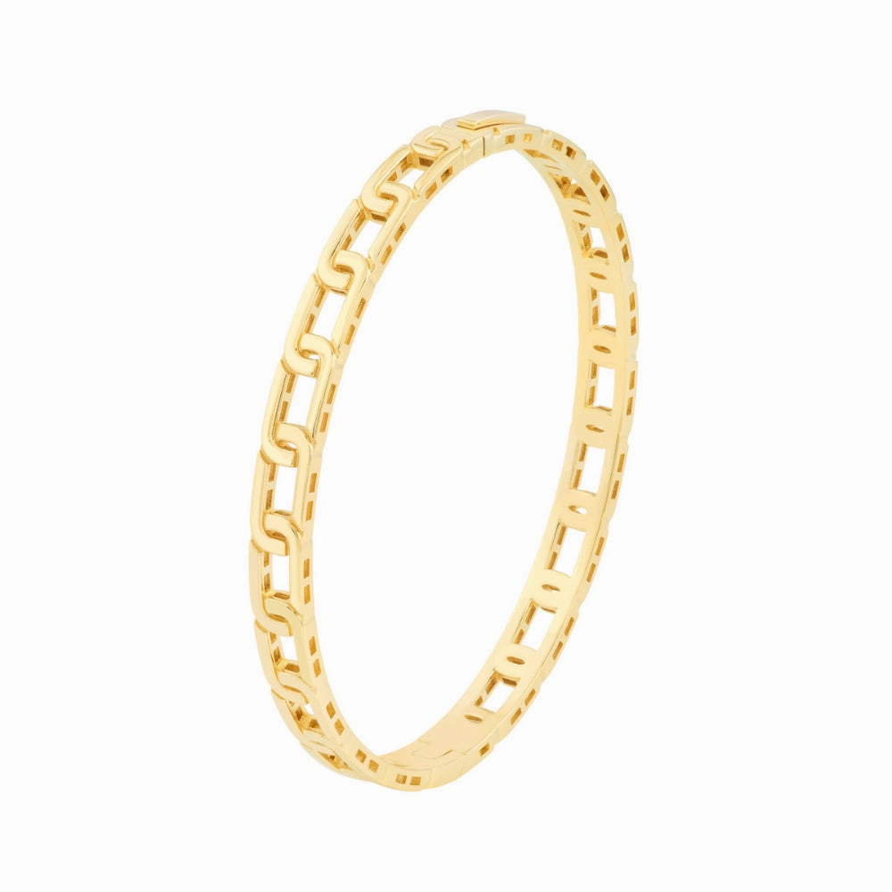 14k Gold Bold Link Bangle Bracelet