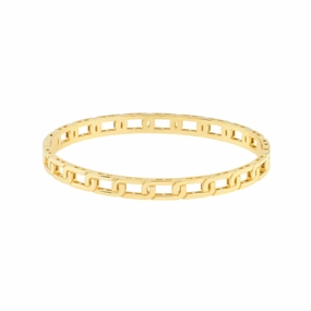 14k Gold Bold Link Bangle Bracelet