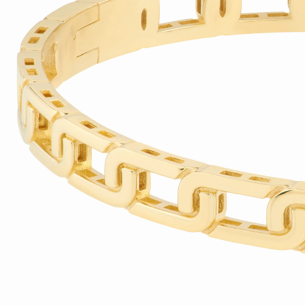 14k Gold Bold Link Bangle Bracelet