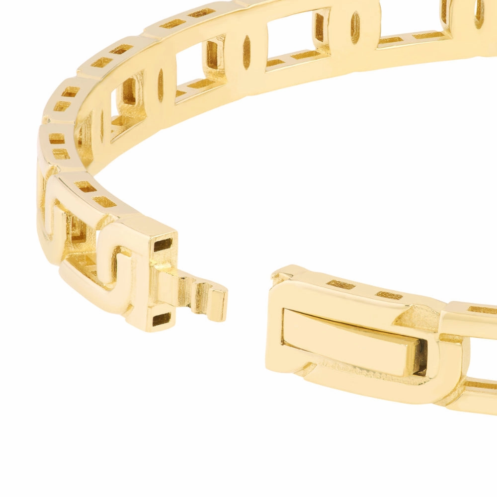 14k Gold Bold Link Bangle Bracelet