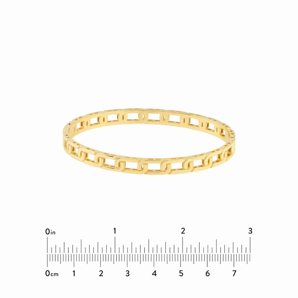 14k Gold Bold Link Bangle Bracelet