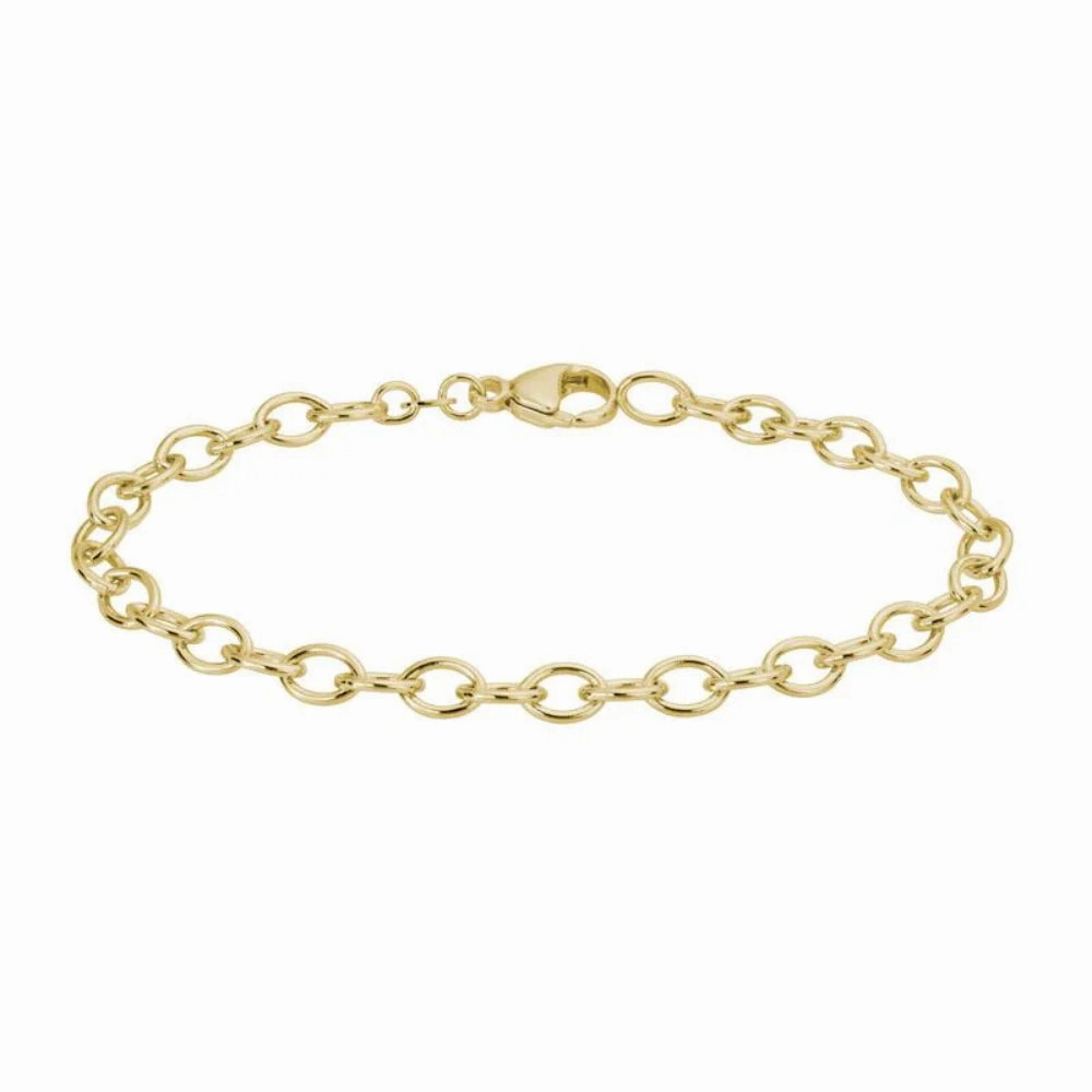 14k Gold Cable Link Bracelet, 7.5"