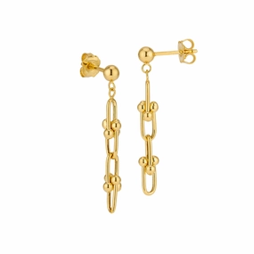 14k Gold Designer U-Link Earrings