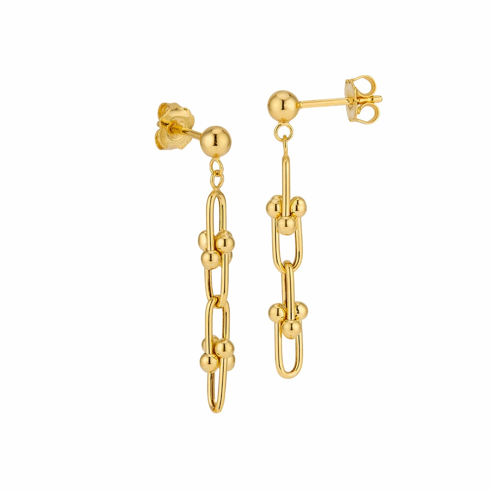 14k Gold Designer U-Link Earrings