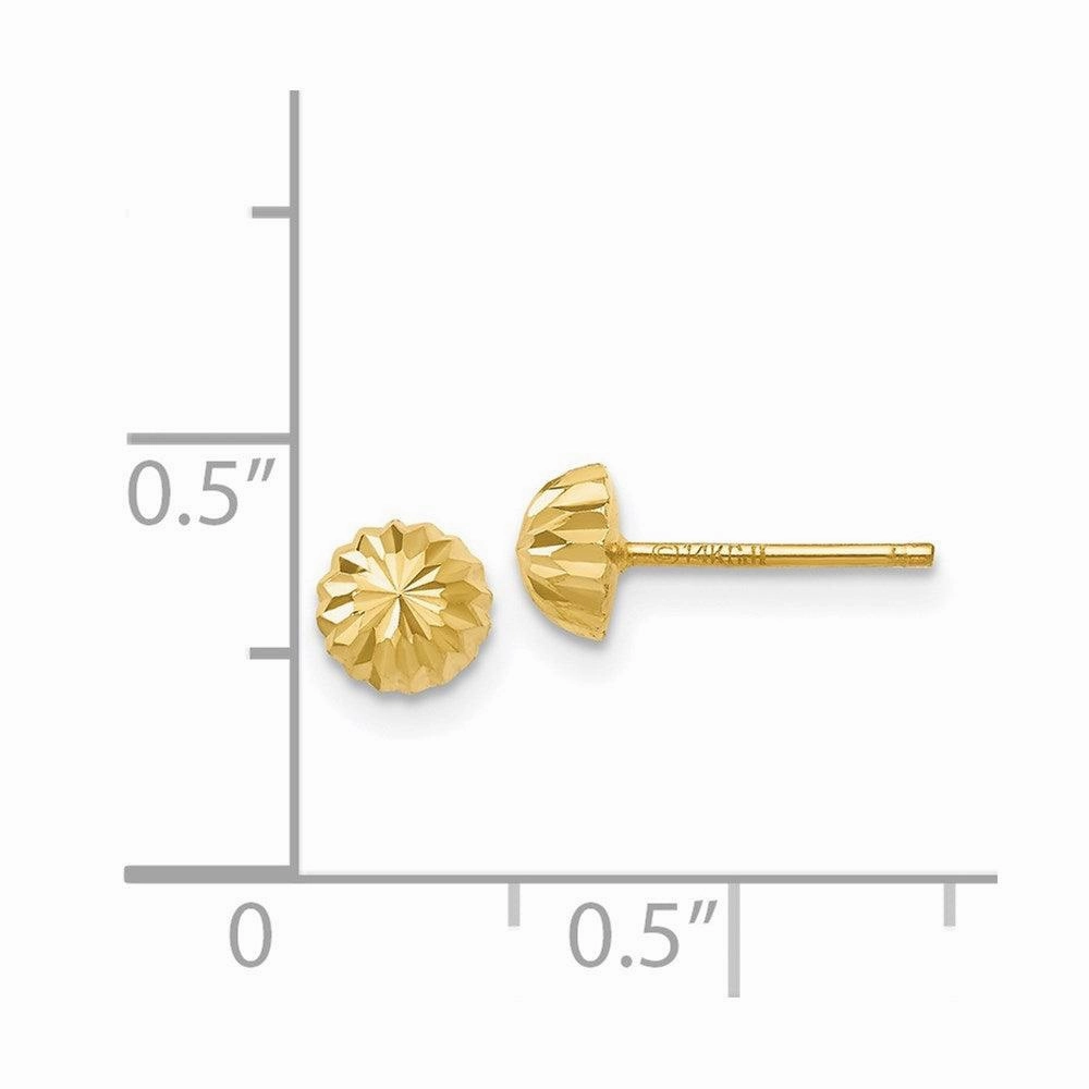 14k Gold Diamond-cut 5mm Domed Post Earrings