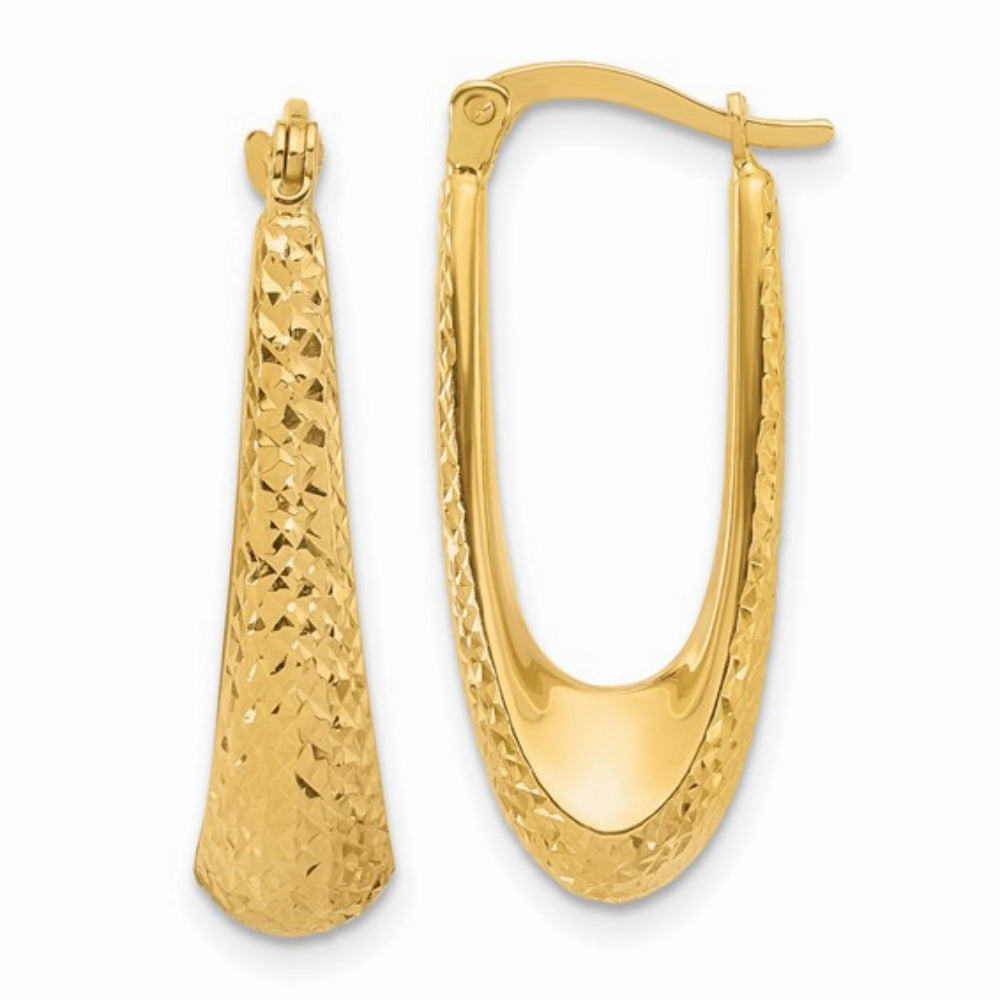 14k Gold Diamond-Cut Hoop Earrings