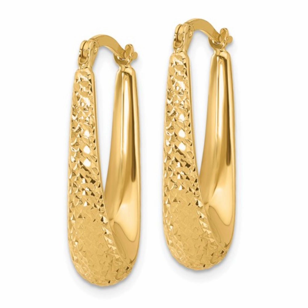 14k Gold Diamond-Cut Hoop Earrings