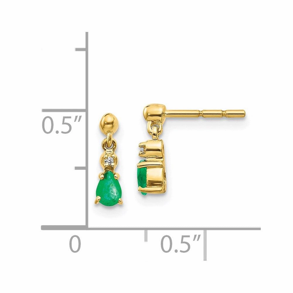 14k Gold Emerald & Diamond Dangle Earrings