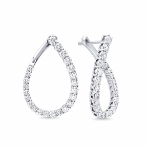 14k Gold Front Facing Diamond Hoop Earrings