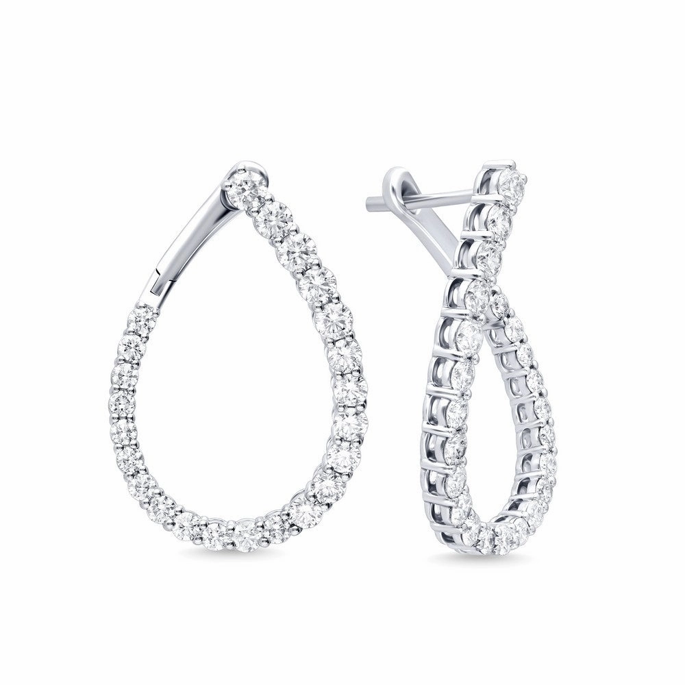 14k Gold Front Facing Diamond Hoop Earrings
