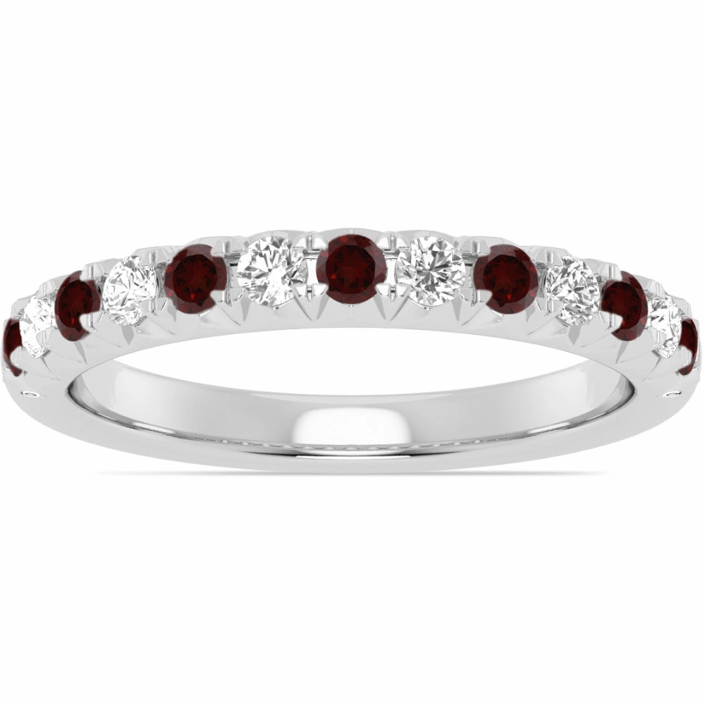 14k Gold Garnet and Diamond Band