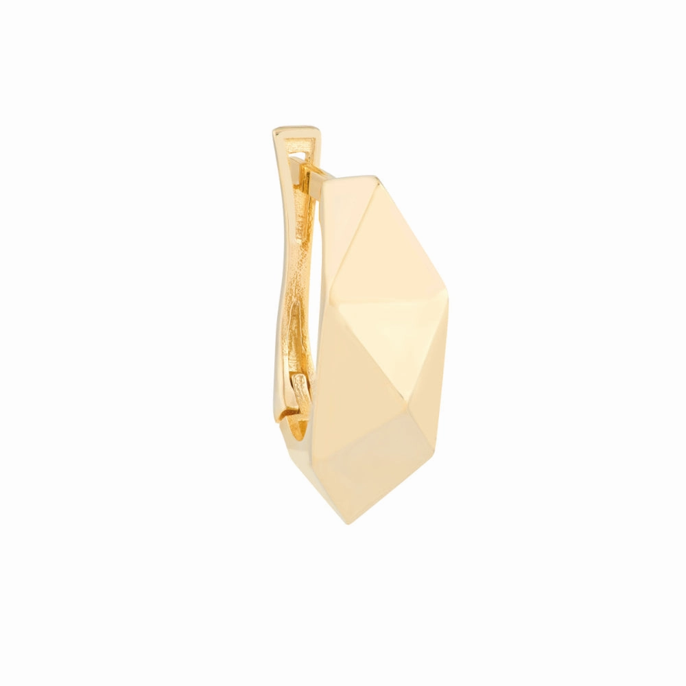 14k Gold Geometric Dome Hoop Earrings
