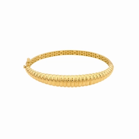 14k Gold Graduated Ribbed Bangle Bracelet