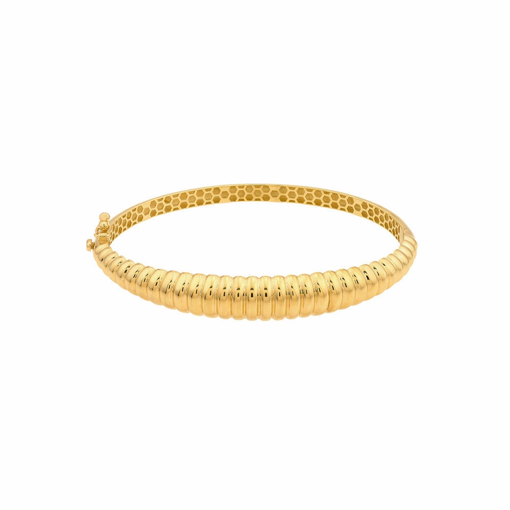 14k Gold Graduated Ribbed Bangle Bracelet