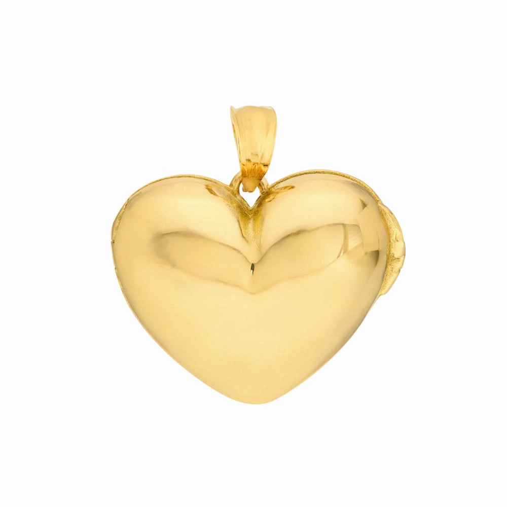 14k Gold Heart Locket Charm