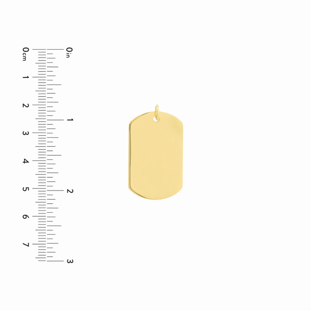 14k Gold Large Engravable Dog Tag Pendant