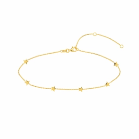 14k Gold Mini Star Adjustable Anklet