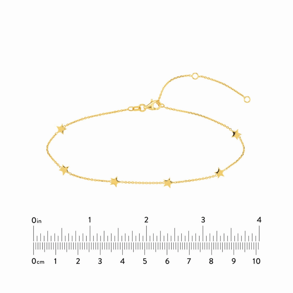 14k Gold Mini Star Adjustable Anklet