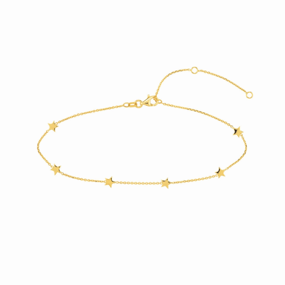14k Gold Mini Star Adjustable Anklet