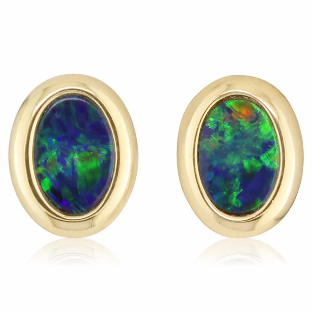 14k Gold Opal Doublet Stud Earrings